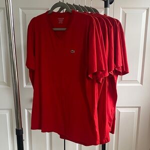 6 Lacoste V-Neck Red Tshirts